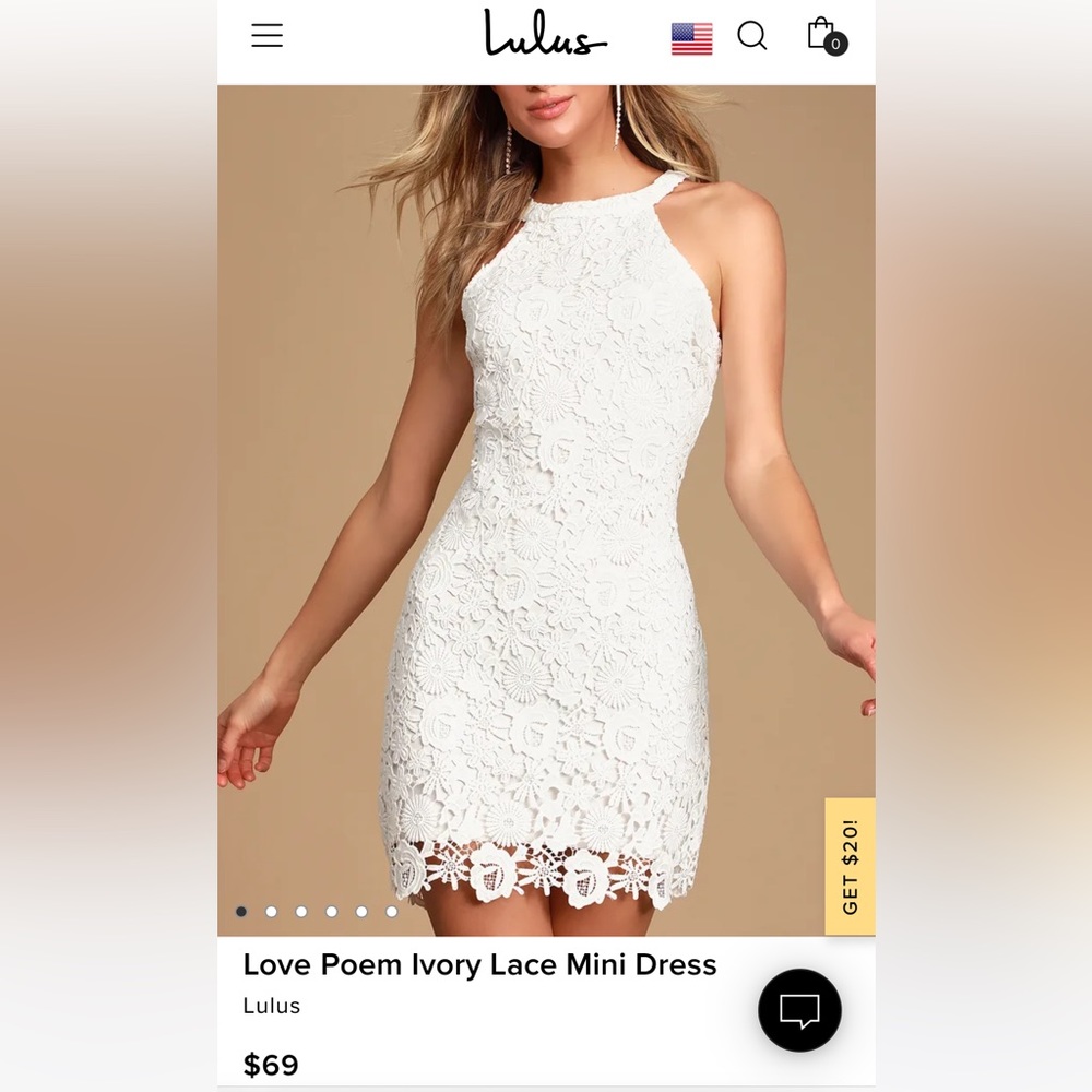 Lulus High Neck White Lace Dress